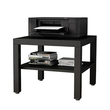 Imagem de Suporte de impressão simples de camada dupla para impressora rack de armazenamento de chão de casa de escritório sob a mesa industrial de madeira prateleira organizador de prateleira rack de