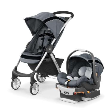 Imagem de Carrinho de Bebê Travel System com Encosto Reclinável em 3 Posições e Ajuste Fácil com Uma Mão, Chicco Mini Bravo Sport, Cinza
