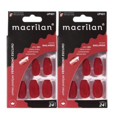 Imagem de Kit 2 Unhas Postiças Bailarina Vermelho Escuro UP401 - Macrilan