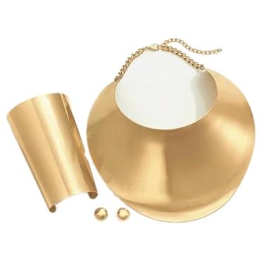 Imagem de LifflyLadys Colares de ouro para mulheres, colar de gargantilha de prata de ouro grosso, joias egípcias para mulheres e homens, conjuntos de joias de fantasia de ouro, acessórios, presente de dia dos