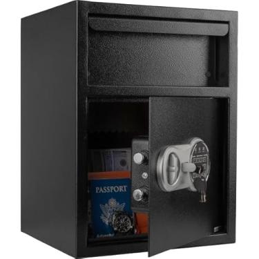 Imagem de Cofre de segurança eletrônico – Seguro contra quedas com teclado digital e 2 teclas de substituição manual para entrega de dinheiro ou segurança doméstica da Stalwart (preto)