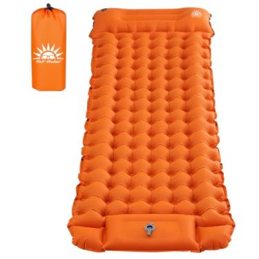 Imagem de Colchonete Camping Colchão Inflável Solteiro, Praticidade e Conforto,Acampamento Acessorios,190x60x5cm (Laranja)