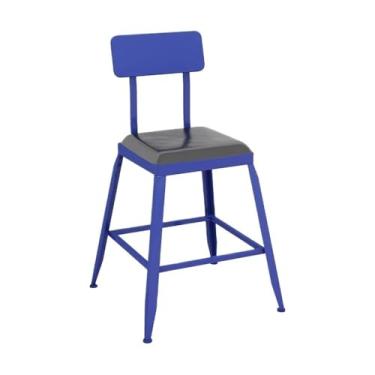 Imagem de hezhuhe2258 Cadeira de bar pequena colorida de ferro quadrado mesa e cadeiras varanda leite chá loja bancos altos (azul)