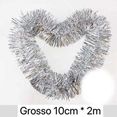 Imagem de Kit 5 Festão De Natal Decoração Árvore De Natal 10cm * 2m Dourado Prata Verde Azul Vermelho Brilhante (Kit 5 Prata)