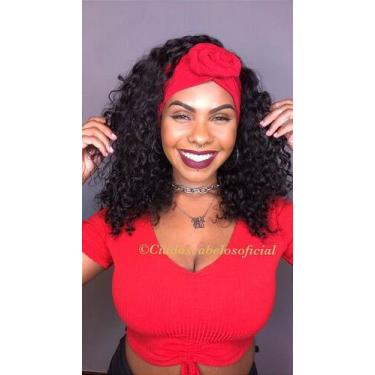 Imagem de Peruca Headband Cabelo Humano Cacheado 45 cm com Cachos - Cia dos Cabe