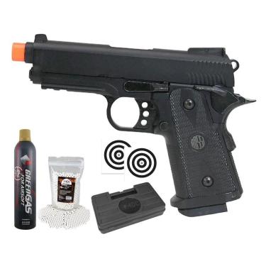 Imagem de Pistola Airsoft Gbb Hi-capa Short Blowback 6.0 + Itens