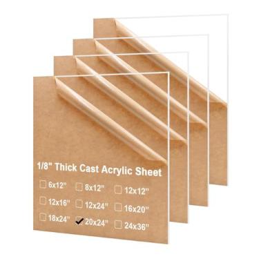 Imagem de Folhas de acrílico KINLINK 20x24cm, acrílico transparente de 3 mm, pac