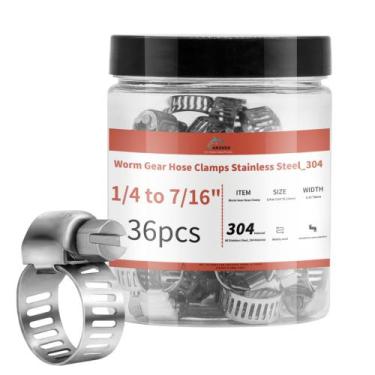 Imagem de Braçadeiras de mangueira Worm Gear AKIHISA 304 em aço inoxidável, paco