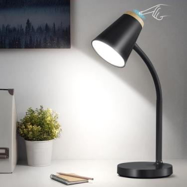 Imagem de Candeeiro de mesa EJIAXIN ajustável LED Touch Dimmable Preto