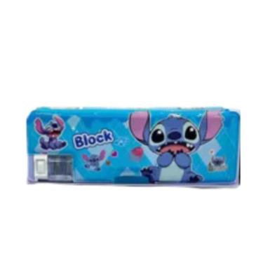 Imagem de Estojo Bloco Escolar Stitch Azul Duplo Com Apontador