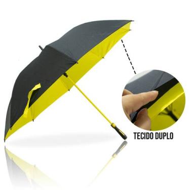 Imagem de Guarda Chuva Automático Preto Tecido Duplo Grande Reforçado - FP Eletr