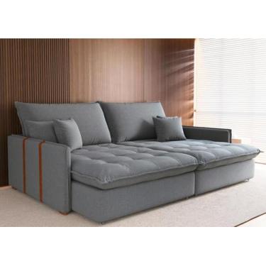 Imagem de Sofá Retrátil sem caixa Maldivas 2,14m (L) em Linho - Cialar, Cinza