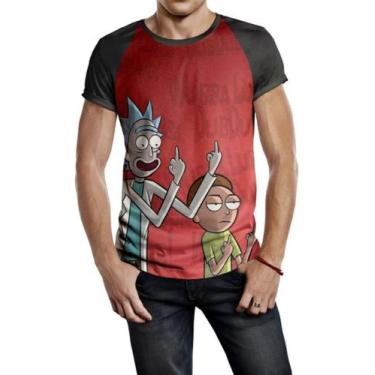 Imagem de Camiseta Raglan Masculina Rick And Morty Fuck You Ref:42 - smoke, Pret