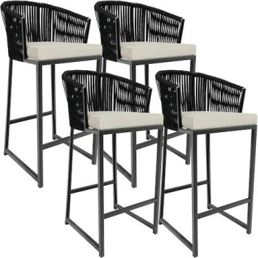 Imagem de Kit 04 Banqueta Para Área Gourmet Cozinha Varanda D04 Preto - LYAM DEC