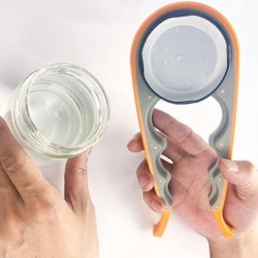 Imagem de Abridor de frascos antiderrapante - removedor de lata e tampa de garrafa de borracha para tampas teimosas. Dispositivo de cozinha ergonômico para idosos e pessoas com mãos fracas ou pequenas