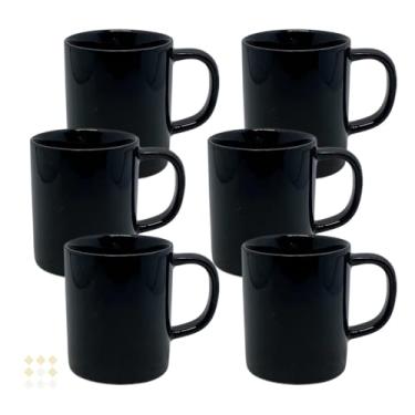Imagem de Jogo 6 Caneca de Café,100ml Caneca de Café Grande, Porcelana Colorida Chicara, Adequado para EscritóRios e Quartos(CANECA PRETA)