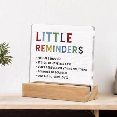 Imagem de Presentes motivacionais presentes de apreciação de funcionários pequenos lembretes Você é o suficiente placa decorativa de mesa transparente placa de acrílico com suporte de madeira para decoração de