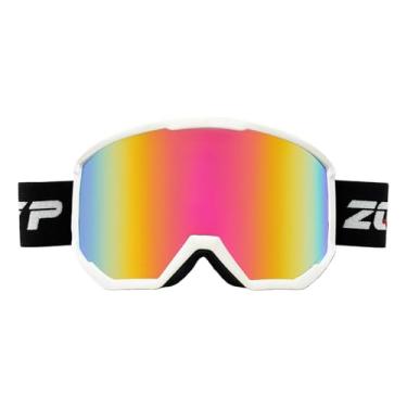 Imagem de YMTSGEQ Óculos de esqui, antiembaciamento OTG para neve/snowboard para homens e mulheres, 100% de proteção UV400 (armação branca alça preta - lente vermelha gradiente Revo (Vlt 10%))