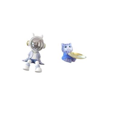 Imagem de Fenteer Estátua de Gato Nórdica, Estatueta de Resina, Escultura Decorativa, Ornamento para Estante, Entrada, Sala de Estar, Mesa de Jantar, Armário