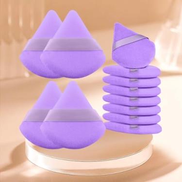 Imagem de Conjunto de 12 peças de pó triângulo macio, puffs de pó para rosto, esponjas de maquiagem para base, adequado para ferramentas de maquiagem cosmética líquida e creme (Roxo)