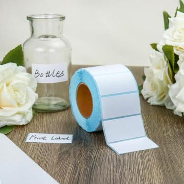 Imagem de Rolo de 1000 peças de etiquetas térmicas brancas de código de barras, adesivos térmicos autoadesivos retangulares de 5 cm x 2,5 cm para empresas
