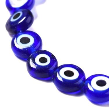 Imagem de 60 peças de contas de olho turco feitas à mão, redondo, azul escuro, 6 mm, contas de vidro para fazer joias faça você mesmo, colar, pulseira, chaveiros, artesanato, jardim, acessórios de decoração de