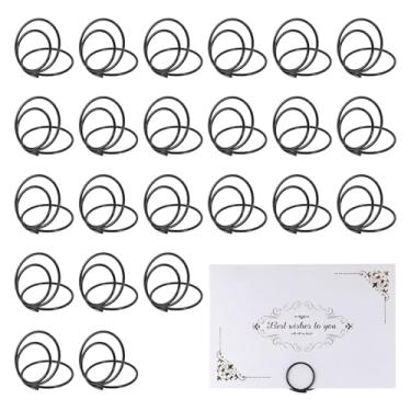 Imagem de 24 porta-cartões de lugares, porta-cartões redondos para mesas, fotos, placas de comida, notas de memorando, casamentos, restaurantes, festas de aniversário, (1 x 1,2, preto)