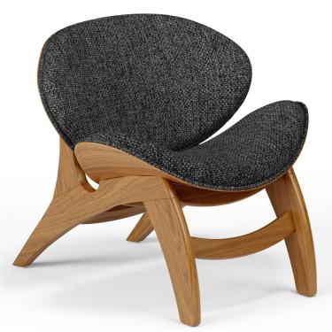 Imagem de Poltrona Decorativa Orgânica Sala Living Kadosh L02 Linho Chumbo - Lyam Decor