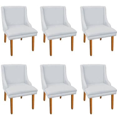 Imagem de Kit 06 Cadeiras De Jantar Liz Suede Cinza Pés Palito Castanho D'rossi