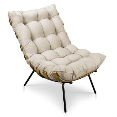 Imagem de Poltrona Costela Suede Bege D´rossi