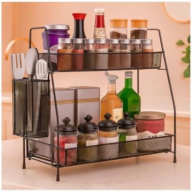 Imagem de Organizador Multiuso 2 Andares Metal para Cozinha, Lavanderia, Escritório e Penteadeira, Montagem Simples, Organização Decoração, Resistente à Umidade, Durável e Versátil