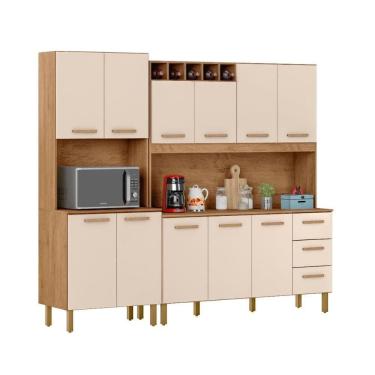 Imagem de Armário De Cozinha Clara 11 Portas 2,36 Mt Amêndoa Off White