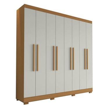 Imagem de Guarda Roupa Casal Porto 8 Portas 4 Gavetas Freijó Baunilha - Aramóveis