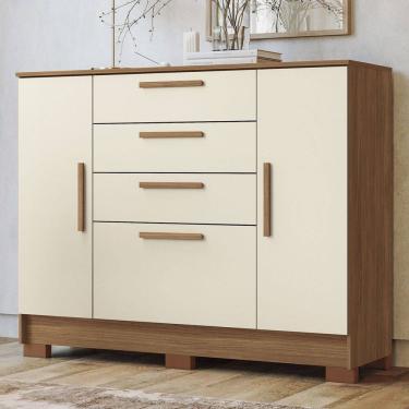 Imagem de Cômoda Morris 2 Portas 4 Gavetas Jatoba/Areia - Pnr Móveis