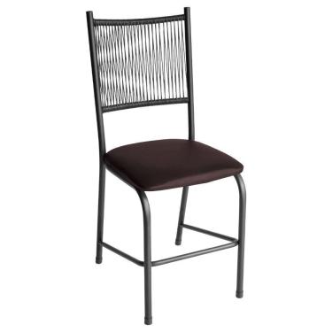 Imagem de Cadeira Lugo Em Aço E Fibra Estofada Para Cozinha Ou Jantar Preto/marrom