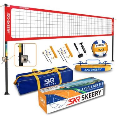 Imagem de Conjunto de redes de voleibol SKEERY, bastões ajustáveis de 9,8 m x 0,