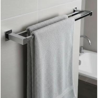 Imagem de LINHA Q Toalheiro Duplo para Banheiro, Aço Inox Preto Fosco, 70cm, Montagem em Parede