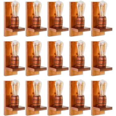 Imagem de Kit 15 Arandelas Barril Delenha Decor Madeira Maciça - Mogno