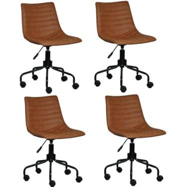 Imagem de Kit 4 Cadeiras para Escritório Decorativa em Corino Florença Caramelo