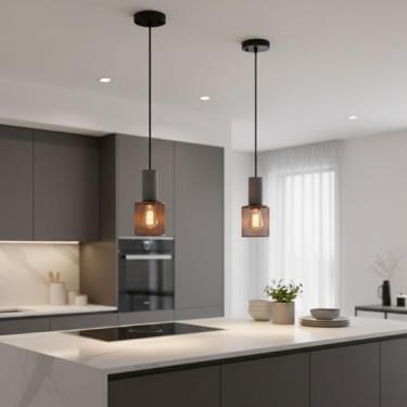 Imagem de Luminária Lustre De Teto Pendente Moderno Minimalista Concreto Cimento Queimado Para Quarto Bancada (2)