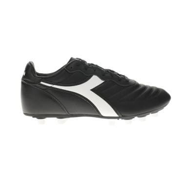 Imagem de Diadora Brasil OG LT T MDPU Tênis masculino de futebol firme, couro de flor integral ultramacio, resistente à água, sola firme, palmilha removível, Preto/branco/preto, 40