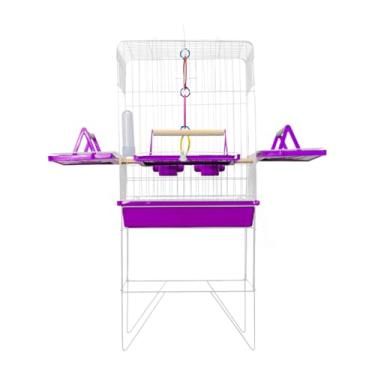 Imagem de Gaiola para Papagaio, Viveiro Grande Gaiola Aberta para Calopsita Triplex para Calopsitas Ring Neck Ave Mansas Pássaros Livres Poleiro Madeira(VIVEIRO PEQUENO LILAS)