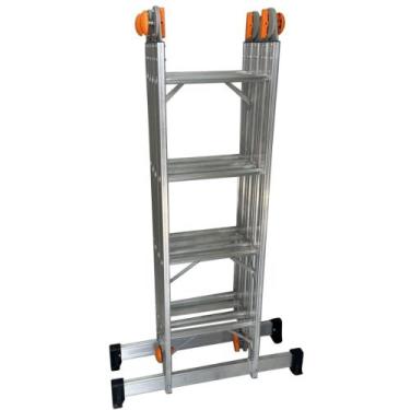Imagem de Escada de Alumínio Multiuso Articulada com Degraus Antiderrapantes - E