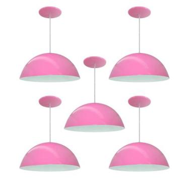 Imagem de Kit 5 Luminária Pendente Meia Lua 40cm Interior Branco Brilho Fiação 1