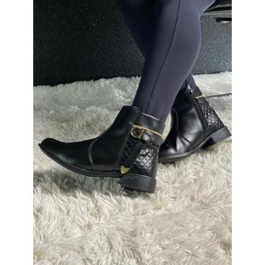 Imagem de Bota Feminina Coturno de Cano Baixo com Zíper Lateral Salto Baixo Ankl