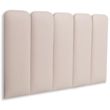 Imagem de Cabeceira Solteiro Kit 5 Placas Modelo Arredondada - Courino Marfim / Off White