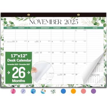 Imagem de Forvencer Calendário de mesa de 26 meses, 43 x 30 cm, folha verde