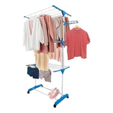 Imagem de Varal Torre 3 Andares Retratil Compacto 4 Rodas Prático Reforçado - RR