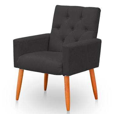 Imagem de Poltrona Para Sala Reforçada Confortável íris Suede Cinza