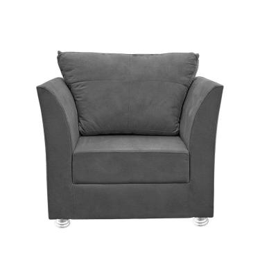 Imagem de Poltrona Cadeira Decorativa Para Sala E Quarto Lisboa Suede Cinza Escuro